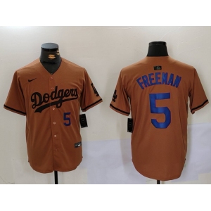 Men's Los Angeles Dodgers #5 Freddie Freeman Number Olive Cool Base Limited Stitched Jerseys