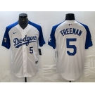 Men's Los Angeles Dodgers #5 Freddie Freeman Number White Blue Fashion Stitched Cool Base Limited Jersey