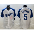 Men's Los Angeles Dodgers #5 Freddie Freeman Number White Blue Fashion Stitched Cool Base Limited Jerseys