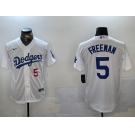 Men's Los Angeles Dodgers #5 Freddie Freeman Number White Cool Base Jersey