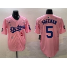 Men's Los Angeles Dodgers #5 Freddie Freeman Pink 2025 Tokyo Series Limited Stitched Baseball Jersey