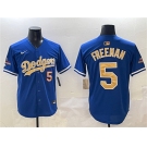 Men's Los Angeles Dodgers #5 Freddie Freeman Royal 2025 Gold Collection Limited Stitched Baseball Jersey