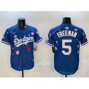 Men's Los Angeles Dodgers #5 Freddie Freeman Royal 2025 Tokyo Series Limited Stitched Baseball Jersey