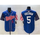 Men's Los Angeles Dodgers #5 Freddie Freeman Royal Limited Stitched Baseball Jersey