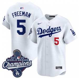 Men's Los Angeles Dodgers #5 Freddie Freeman White 2025 Champions Stitched Baseball Jersey