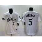 Men's Los Angeles Dodgers #5 Freddie Freeman White 2025 LA Gothic Style With 2024 World Series Champions Patch Vapor Premier Limited Stitched Baseball Jers