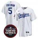 Men's Los Angeles Dodgers #5 Freddie Freeman White 2025 World Tour Tokyo Series Home Stitched Baseball Jersey