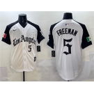 Men's Los Angeles Dodgers #5 Freddie Freeman White Black Mexico 2025 LA Gothic Style With Fernando Patch Vapor Premier Limited Stitched Baseball Jersey