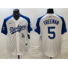 Men's Los Angeles Dodgers #5 Freddie Freeman White Blue Fashion Stitched Cool Base Limited Jersey