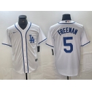 Men's Los Angeles Dodgers #5 Freddie Freeman White Cool Base Stitched Baseball Jersey