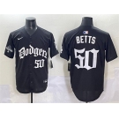 Men's Los Angeles Dodgers #50 Mookie Betts Black 2025 LA Gothic Style With 2024 World Series Champions Patch Vapor Premier Limited Stitched Baseball Jersey