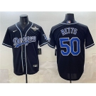 Men's Los Angeles Dodgers #50 Mookie Betts Black Fashion 2025 World Series Cool Base Stitched Baseball Jersey