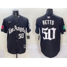 Men's Los Angeles Dodgers #50 Mookie Betts Black Mexico 2025 LA Gothic Style With Fernando Patch Vapor Premier Limited Stitched Baseball Jersey