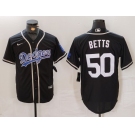 Men's Los Angeles Dodgers #50 Mookie Betts Black White Cool Base Stitched Jersey