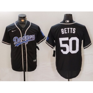 Men's Los Angeles Dodgers #50 Mookie Betts Black White Cool Base Stitched Jersey