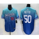 Men's Los Angeles Dodgers #50 Mookie Betts Blue 2025 City Connect Limited Stitched Jersey