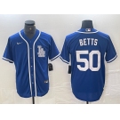 Men's Los Angeles Dodgers #50 Mookie Betts Blue Cool Base Stitched Baseball Jersey