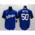 Men's Los Angeles Dodgers #50 Mookie Betts Blue Game City Player Jersey