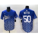Men's Los Angeles Dodgers #50 Mookie Betts Blue Limited Stitched Baseball Jersey
