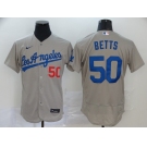 Men's Los Angeles Dodgers #50 Mookie Betts  Grey Flexbase Authentic Collection Baseball Jersey