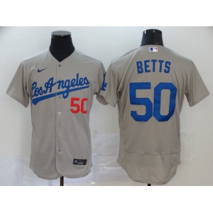 Men's Los Angeles Dodgers #50 Mookie Betts  Grey Flexbase Authentic Collection Baseball Jersey