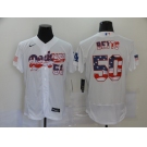 Men's Los Angeles Dodgers #50 Mookie Betts Nike  White USA Flag Fashion Flex Base Authentic Baseball Jersey