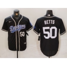 Men's Los Angeles Dodgers #50 Mookie Betts Number Black White Cool Base Stitched Jerseys