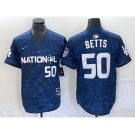 Men's Los Angeles Dodgers #50 Mookie Betts Number Royal 2023 All star Cool Base Stitched Jersey