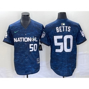 Men's Los Angeles Dodgers #50 Mookie Betts Number Royal 2023 All star Cool Base Stitched Jersey