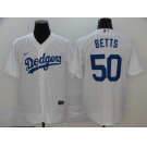 Men's Los Angeles Dodgers #50 Mookie Betts Replica White Home Cool Base Baseball Jersey