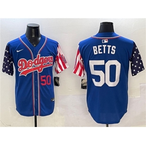 Mens Los Angeles Dodgers #50 Mookie Betts Royal Limited Stitched Baseball Jersey
