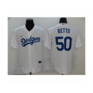 Men's Los Angeles Dodgers #50 Mookie Betts White 2020 Cool Base Jersey