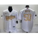 Men's Los Angeles Dodgers #50 Mookie Betts White 2022 All Star Stitched Cool Base Nike Jersey