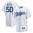 Men's Los Angeles Dodgers #50 Mookie Betts White 2025 World Series Champions Home Cool Base Stitched Baseball Jersey