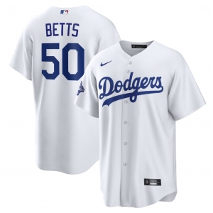 Men's Los Angeles Dodgers #50 Mookie Betts White 2025 World Series Champions Home Cool Base Stitched Baseball Jersey