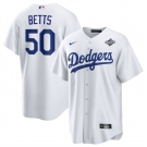 Men's Los Angeles Dodgers #50 Mookie Betts White 2025 World Series Home Cool Base Stitched Baseball Jersey