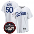 Men's Los Angeles Dodgers #50 Mookie Betts White 2025 World Tour Tokyo Series Home Stitched Baseball Jersey