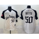 Men's Los Angeles Dodgers #50 Mookie Betts White Black Mexico 2025 LA Gothic Style With Fernando Patch Vapor Premier Limited Stitched Baseball Jersey