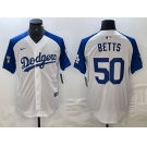 Men's Los Angeles Dodgers #50 Mookie Betts White Blue Fashion Stitched Cool Base Limited Jerseys