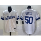 Men's Los Angeles Dodgers #50 Mookie Betts White City Connect Cool Base Stitched Jersey