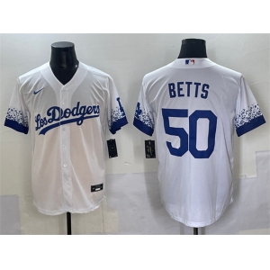 Men's Los Angeles Dodgers #50 Mookie Betts White City Connect Cool Base Stitched Jersey