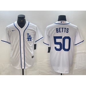 Men's Los Angeles Dodgers #50 Mookie Betts White Cool Base Stitched Baseball Jersey