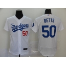 Men's Los Angeles Dodgers #50 Mookie Betts  White Flexbase Authentic Collection Baseball Jersey