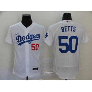 Men's Los Angeles Dodgers #50 Mookie Betts  White Flexbase Authentic Collection Baseball Jersey