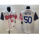 Men's Los Angeles Dodgers #50 Mookie Betts White Limited Stitched Baseball Jersey