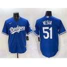 Men's Los Angeles Dodgers #51 Alex Vesia Blue Cool Base Stitched Baseball Jersey
