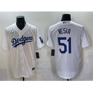 Men's Los Angeles Dodgers #51 Alex Vesia White Cool Base Stitched Baseball Jersey