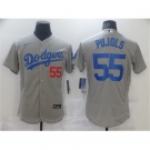 Men's Los Angeles Dodgers #55 Albert Pujols Grey Nike Road Flex Base Authentic Collection Baseball Jersey