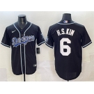Men's Los Angeles Dodgers #6 H.S.Kim Black Cool Base Stitched Baseball Jersey