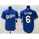 Men's Los Angeles Dodgers #6 H.S.Kim Royal Cool Base Stitched Baseball Jersey